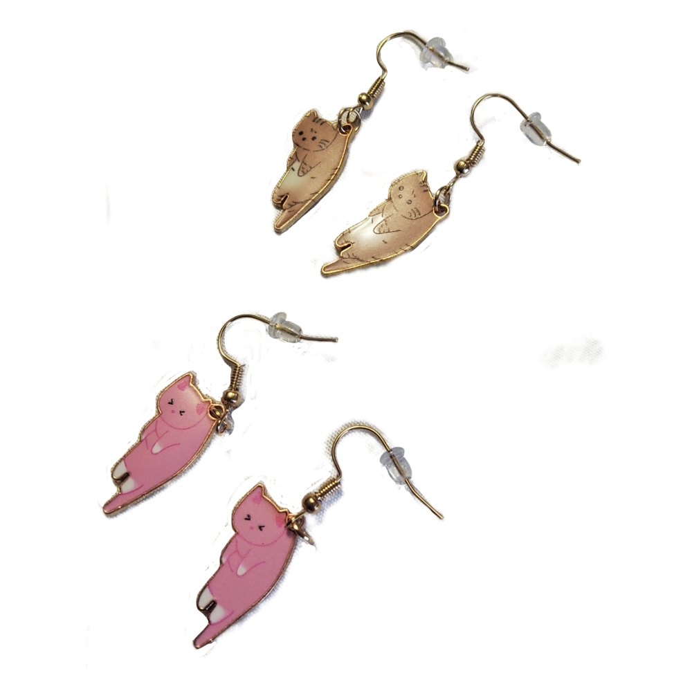 Hanging Cat Dangle Earrings Set - Picture 16 of 16